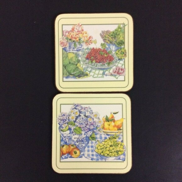 Pimpernel 6 Coasters Salad Days 9410 Cork Backed England with Box - Picture 3 of 7